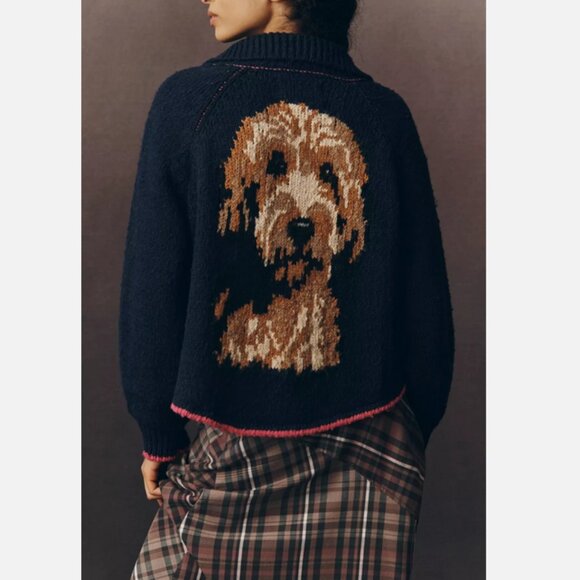 Anthropologie Sweaters - Anthropologie Pilcro Jesse Dog Icon Cardigan Sweater Goldendoodle XS Puppy NWT